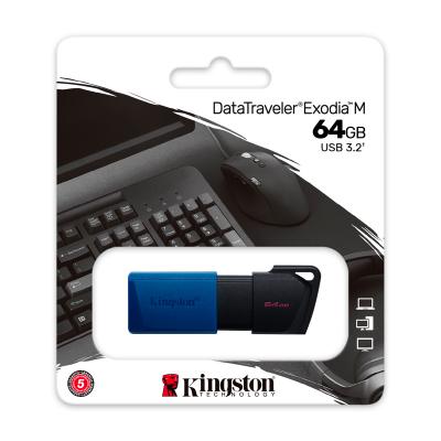 memoria flash usb kingston datatraveler exodia m,64gb, usb 3.2 gen 1, azul - acktdtxm64gb