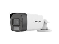 Hikvision 5MP/3K Smart Hybrid Light Audio Fixed Bullet Camera - switchable signals (TVI/AHD/CVI/CVBS? - audio over coaxial cable (built-in mic-Metal/Plastic-Outdoor-fixed focal 2.8mm-DWDR-2960 × 1665-IP67-40M IR-40M White Light)