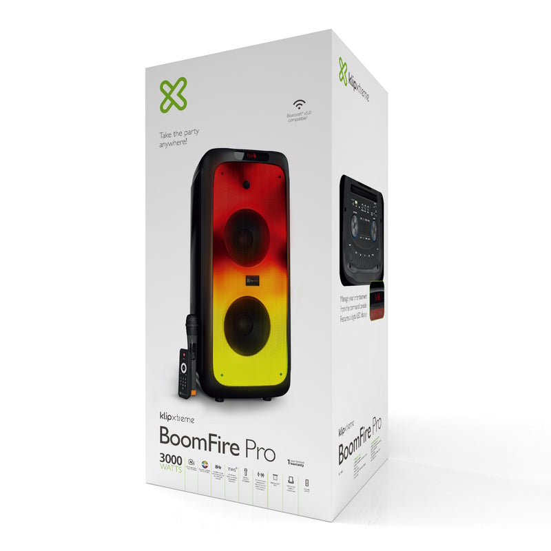 Klip Xtreme KLS-662 - Altavoz - Negro (8inch-Portable-Luces Led flameantes-Portable)