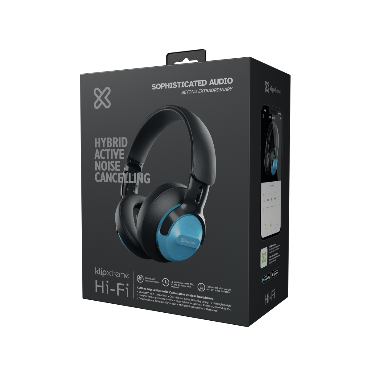 Klip Xtreme - KNH-750BL - Headphones (Para Home audio-Wireless-ANC-44Hr-Blue)