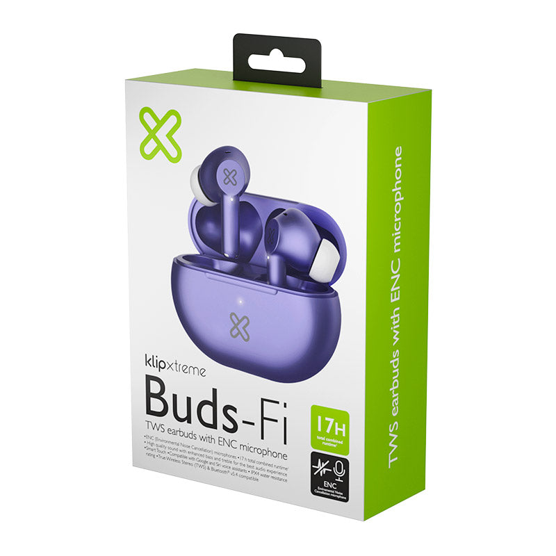 Klip Xtreme - True wireless earphones - Para Phone / Para Portable electronics / Para Tablet (Wireless-17Hrs IPX Purple)