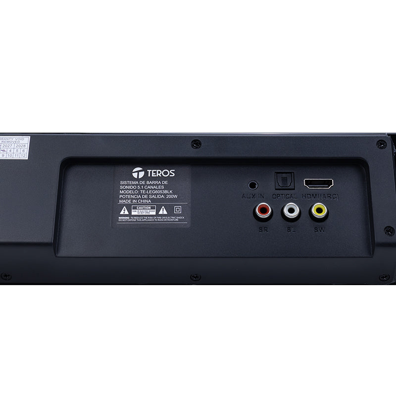 Sistema de Audio 5.1 TEROS Legacy Te-Leg6053BLK, BT 5.3, 200W, USB , HDMI