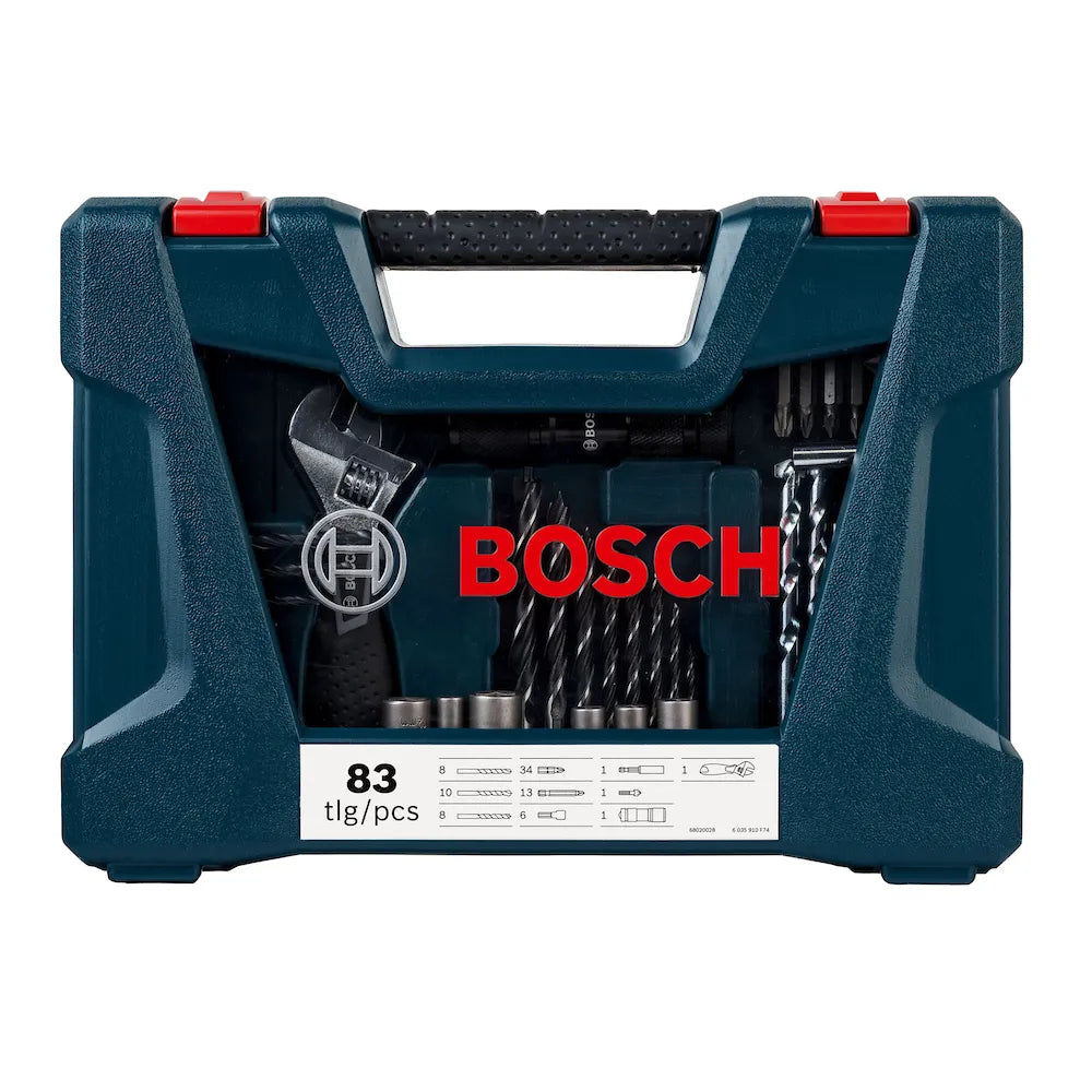 Set de Puntas y Brocas Bosch V-Line 83 Piezas con Titanio para Metal, Madera y Concreto (2607017403)