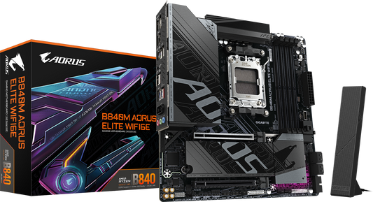 Motherboard Gigabyte B840m Aorus Elite Wifi6e, Chipset AMD B840, Socket AMD Am5, Micr