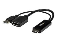 StarTech.com Conversor HDMI a DisplayPort 4K Alimentado por USB Adaptador - Cable adaptador - HDMI, USB (solo alimentación) macho a DisplayPort hembra (25.5 cm-negro-activo, admite 4K30Hz (3840 x 2160)-para P/N: SV211HDUC, SV221HUC4K)