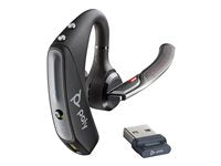 Poly Voyager 5200 - Voyager 5200 series - auricular (en oreja-montaje encima de la oreja-Bluetooth-inalámbrico-USB-A a través de adaptador Bluetooth-negro-Certificado para Equipos de Microsoft)