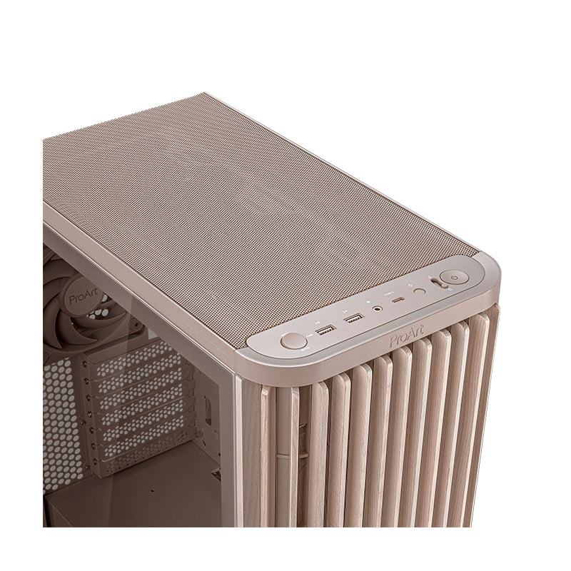 Case ASUS Proart PA401 Wood Edition Beige - Tempered Glass Panel