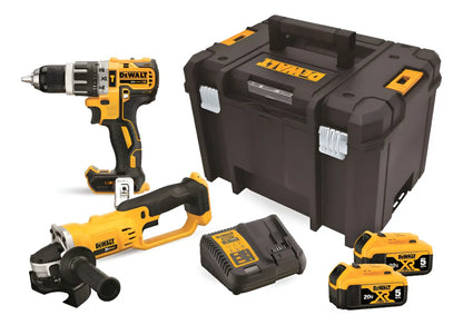 Combo Dewalt Inalámbrico 20V MAX XR : Taladro Percutor + Esmeril Angular + Maletín Modular TSTAK™ VI (DCK209P2T)
