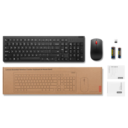 Teclado + Mouse Inalámbricos Lenovo Essential Combo Gen2, Negro, Español (La) 171