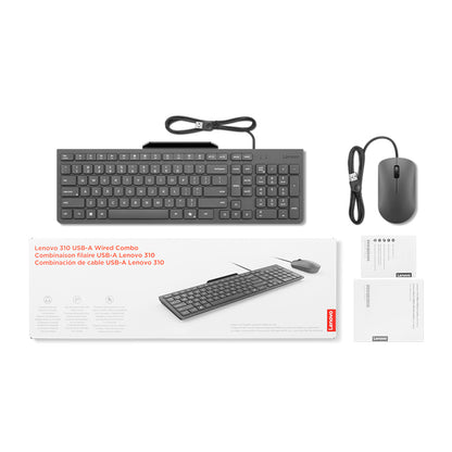 Combo Kit de Teclado + Mouse Lenovo 310, Interfaz: USB -A con Cable, En Español (La)