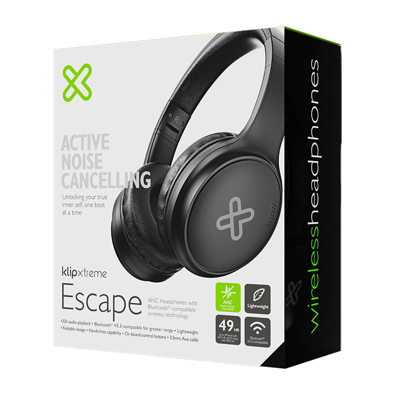 Klip Xtreme - KNH-300BK - Headphones (Para Home audio-Wireless-ANC-32Hr-Black)