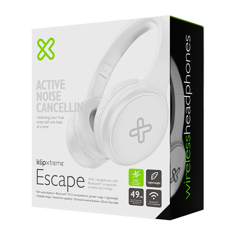 Klip Xtreme - KNH-300WH - Headphones (Para Home audio-Wireless-ANC-32Hr-White)