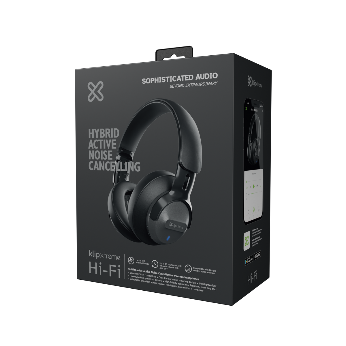 Klip Xtreme - KNH-750GR - Headphones (Para Home audio-Wireless-ANC-44Hr-Gray)