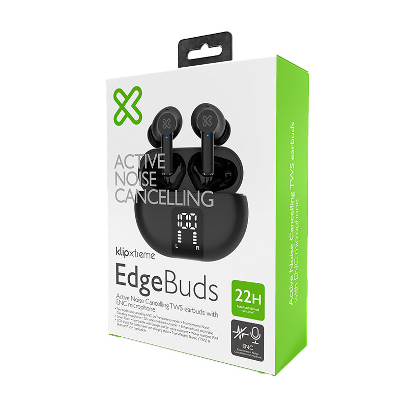Klip Xtreme - True wireless earphones - Para Phone / Para Portable electronics / Para Tablet (Wireless-22Hrs ANC Black)