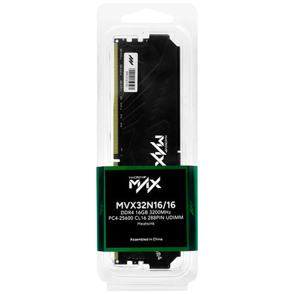 Memoria Udimm Macrovip Max, Mvx32N16/16, 16GB DDR4-3200Mhz PC4-25600, Cl16, 288-Pin