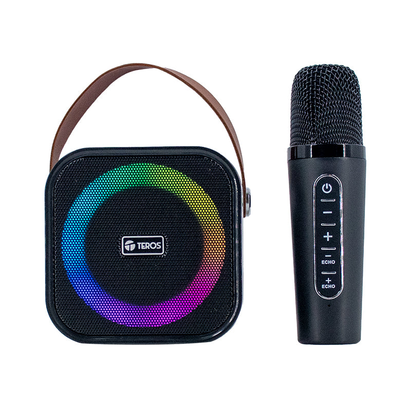 Parlante Karaoke Inalámbrico TEROS TE-6013N, BT 5.4, 10W, 1800mAh, USB , Luces RGB
