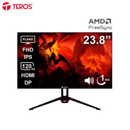 Monitor Plano TEROS Te-2415S, 23.8 FHD IPS, 120Hz, 1Ms, HDMI, DP, Parlantes