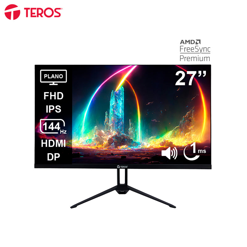 Monitor Plano TEROS Te-2714S, 27 FHD IPS, 144Hz,1Ms, HDMI, DP, Audio Out, Parlantes