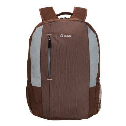 Mochila TEROS Te-9040Br, para Laptops de hasta 15.6, Color Marrón con Gris