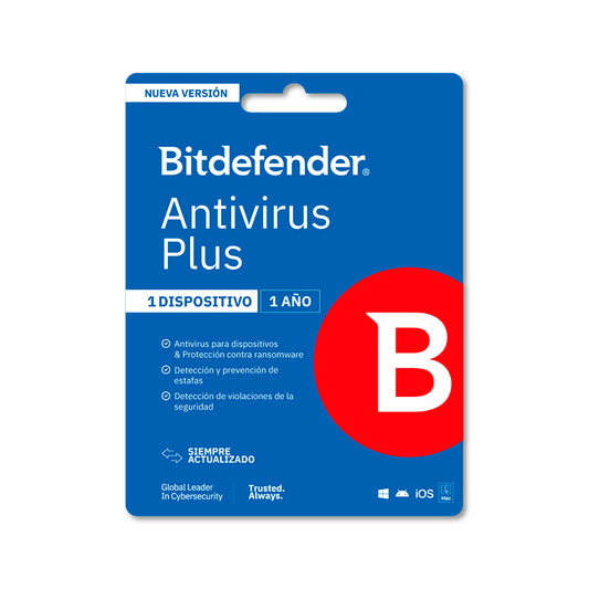 Bitdefender Antivirus Plus - Licencia de 1 Año para Un Dispositivo