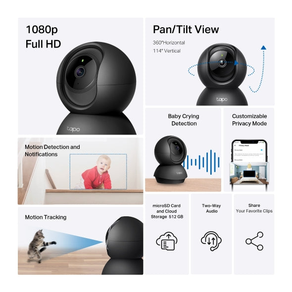 TP-Link - Surveillance camera - Indoor / Outdoor (Tapo C201 Pan/Tilt Home Secur)