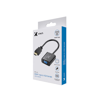 Xtech - Video adapter - 19 pin HDMI Type A (VGA-Black-XTC-384)