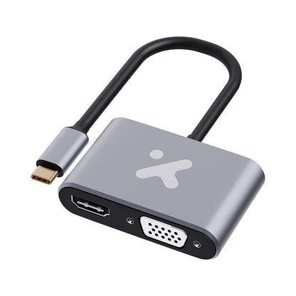 Xtech - Video adapter - USB Type C (HDMI female   VGA female-Aluminum-2 in 1 XTC-542)