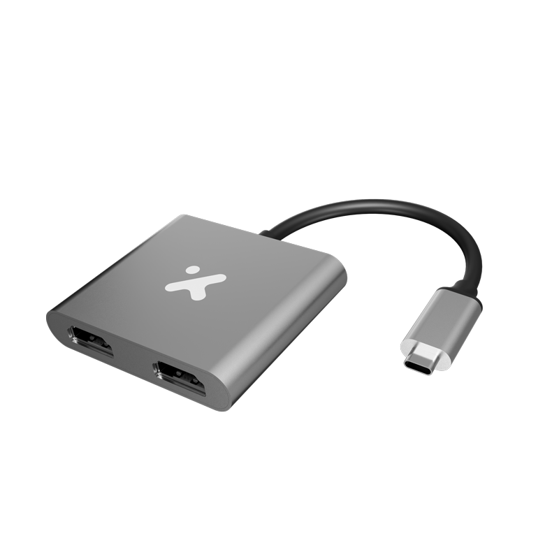 Xtech - Video adapter - USB Type C (Dual HDMI-Metal silver-4K  XTC-548)