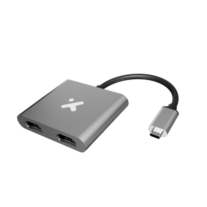 Xtech - Video adapter - USB Type C (Dual HDMI-Metal silver-4K  XTC-548)