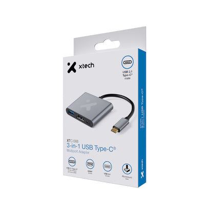 Xtech - Video adapter - USB Type C (HDMI (f) Type C(f) USB 3.0(f)-Aluminum-3 in one XTC-566)