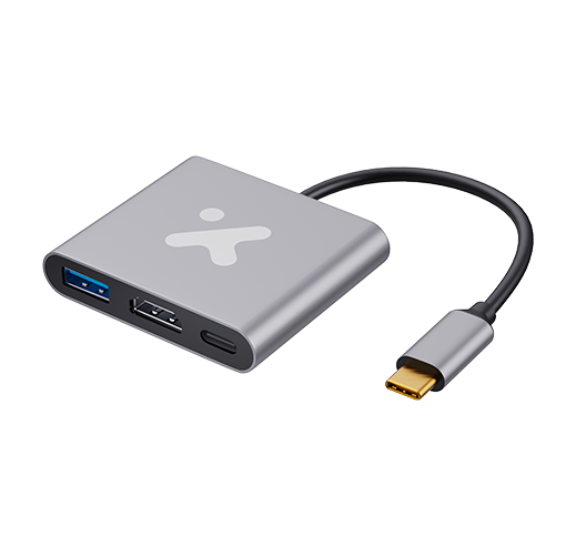 Xtech - Video adapter - USB Type C (HDMI (f) Type C(f) USB 3.0(f)-Aluminum-3 in one XTC-566)