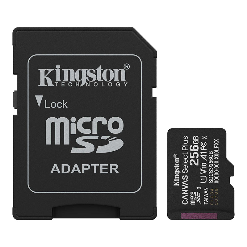 tarjeta de memoria kingston 256gb microsd canvas select plus -150mb/seg - uhs-i clase - acktsdcs3256gb