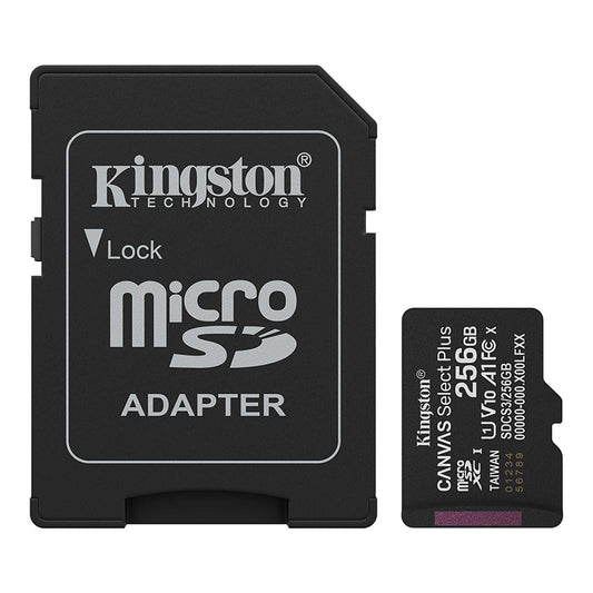tarjeta de memoria kingston 256gb microsd canvas select plus -150mb/seg - uhs-i clase - acktsdcs3256gb