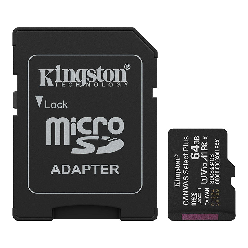 tarjeta de memoria kingston 64gb microsd canvas select plus -100mb/seg - uhs-i clase - acktsdcs364gb