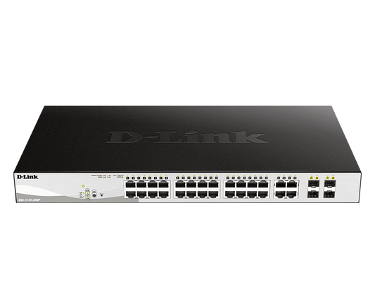 Switch D-Link Dgs-1210-28Mp, Capa L2, 24 Rj-45 GBe, PoE, 4 Puertos GBe/Sfp.