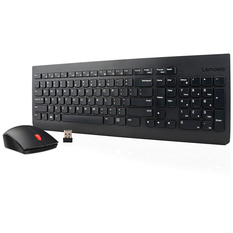 Teclado + Mouse Lenovo, Inalámbrico, Color Negro,(Kit Combo)