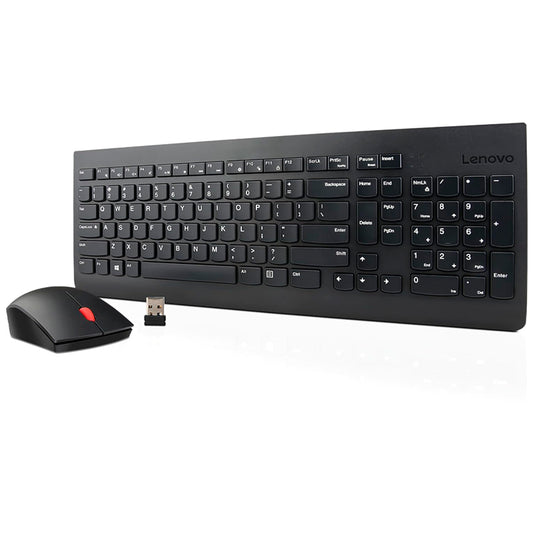 Teclado + Mouse Lenovo, Inalámbrico, Color Negro,(Kit Combo)