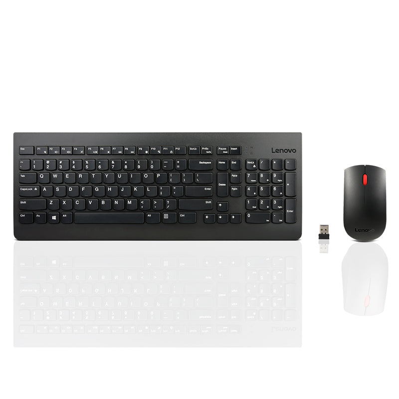 Teclado + Mouse Lenovo, Inalámbrico, Color Negro,(Kit Combo)