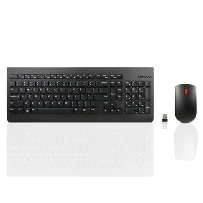 Teclado + Mouse Lenovo, Inalámbrico, Color Negro,(Kit Combo)