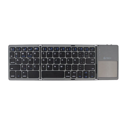 Teclado Inalámbrico Plegable TEROS TE-4075S, BT 3.0, Gris
