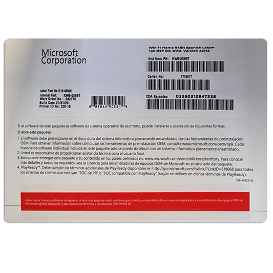 WIN 11 HOME 64BIT 1PK DSP OEI