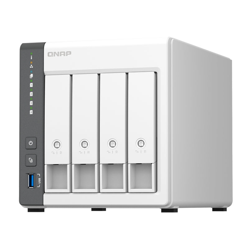 servidor nas qnap ts-433-4g, arm cortex a55 4c/2ghz, 4gb ram(on-board), bahias 4x3.5 - nasqnts4334gus