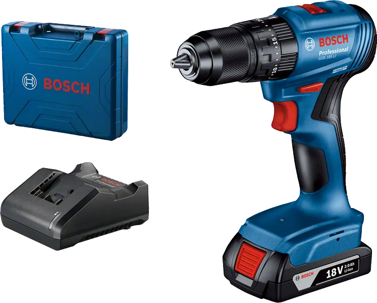 Taladro Percutor Bosch GSB 185-LI 18V Brushless + Batería 2Ah + Cargador + Maletín (06019K30E1)
