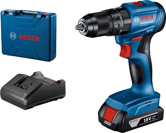 Taladro Percutor Bosch GSB 185-LI 18V Brushless + Batería 2Ah + Cargador + Maletín (06019K30E1)