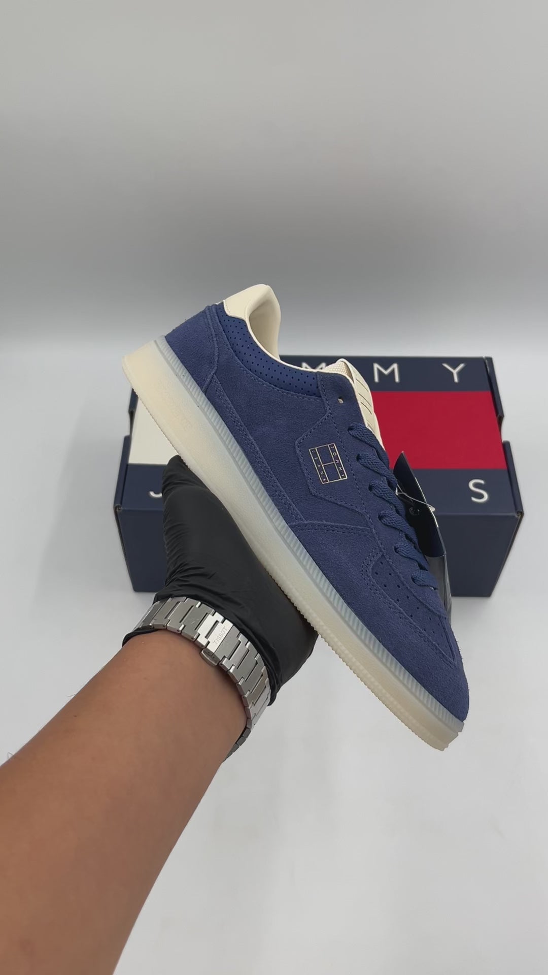 TOMMY HILFIGER Jeans Suede Skater Sneaker Blue Storm