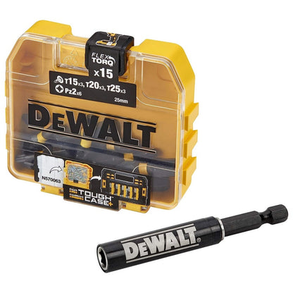 Set de Puntas para Atornillador de Impacto DeWalt FlexTorq® 16 Piezas (DT70522T-QZ) con Guía Magnética