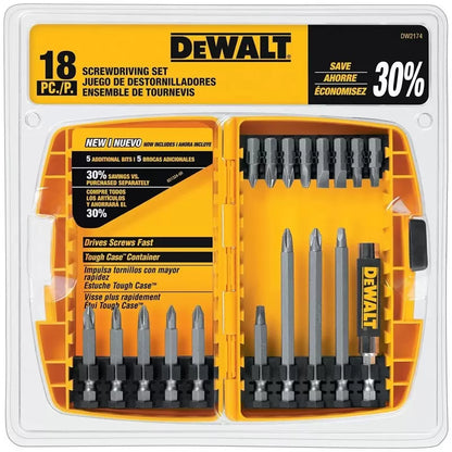 Set de Puntas para Atornillar DeWalt 18 Piezas con Estuche Organizador (DW2174)