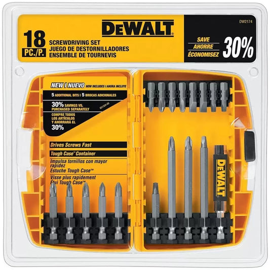 Set de Puntas para Atornillar DeWalt 18 Piezas con Estuche Organizador (DW2174)
