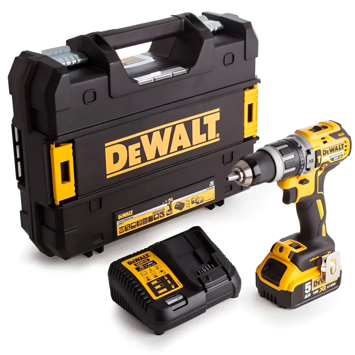 Taladro Percutor Dewalt 20V MAX XR Brushless + Batería 5Ah + Cargador + Estuche (DCD796P1)
